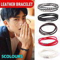 Faux Leather Wrap Bracelet 60 cm, Single - Dark Brown - view 2