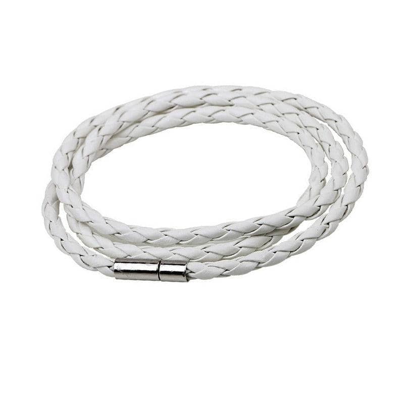 Faux Leather Wrap Bracelet 60 cm, Single - White