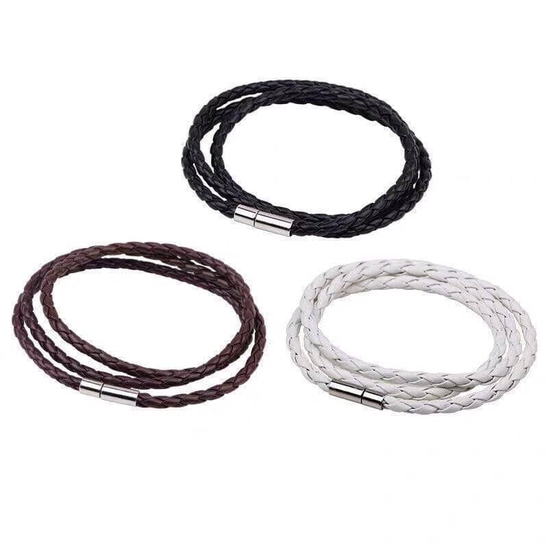 Faux Leather Wrap Bracelet 60 cm, Single - White - view 3