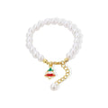 Faux Pearl Charm Bracelet with Extension Chain - Christmas Tree