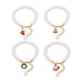 Faux Pearl Charm Bracelet with Extension Chain - Christmas Tree - view 3