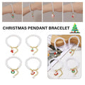 Faux Pearl Charm Bracelet with Extension Chain - Christmas Wreath - view 2