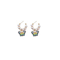 Faux Pearl Hoop Butterfly Earrings Vintage Retro Style for Women - view 2