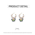 Faux Pearl Hoop Butterfly Earrings Vintage Retro Style for Women - view 3
