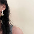 Faux Pearl Hoop Butterfly Earrings Vintage Retro Style for Women - view 4