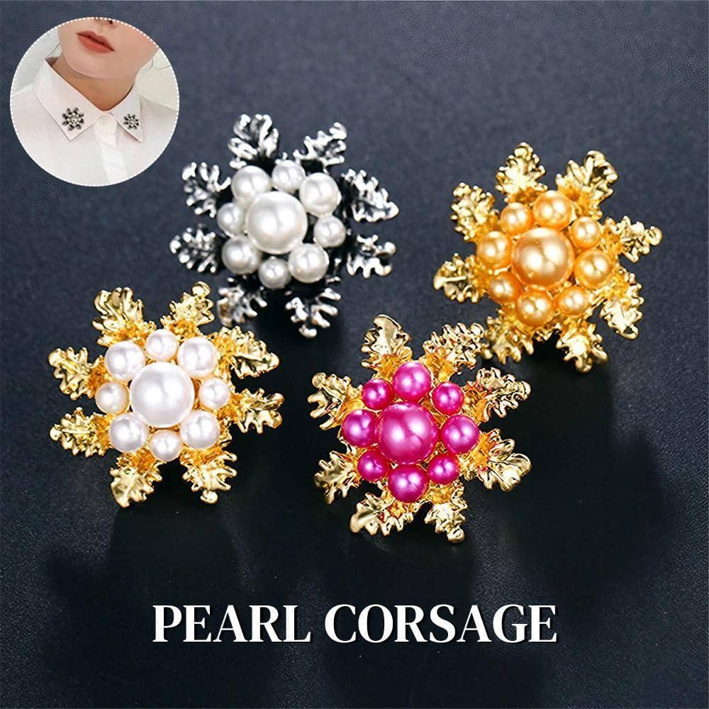 Faux Pearl Leaf Brooch - Hot Pink - view 2