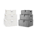 Faux Rattan Storage Baskets with Lids, Set of 3 - Grey - view 3