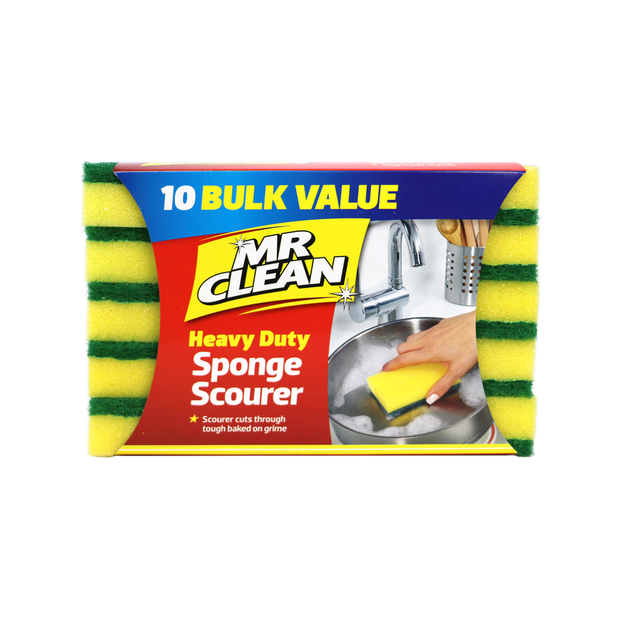 Mr Clean Sponge Scourer 10 Pack - Super Absorbent - Polyether Polyester - Streak Free - SuperSaverAU - view 1