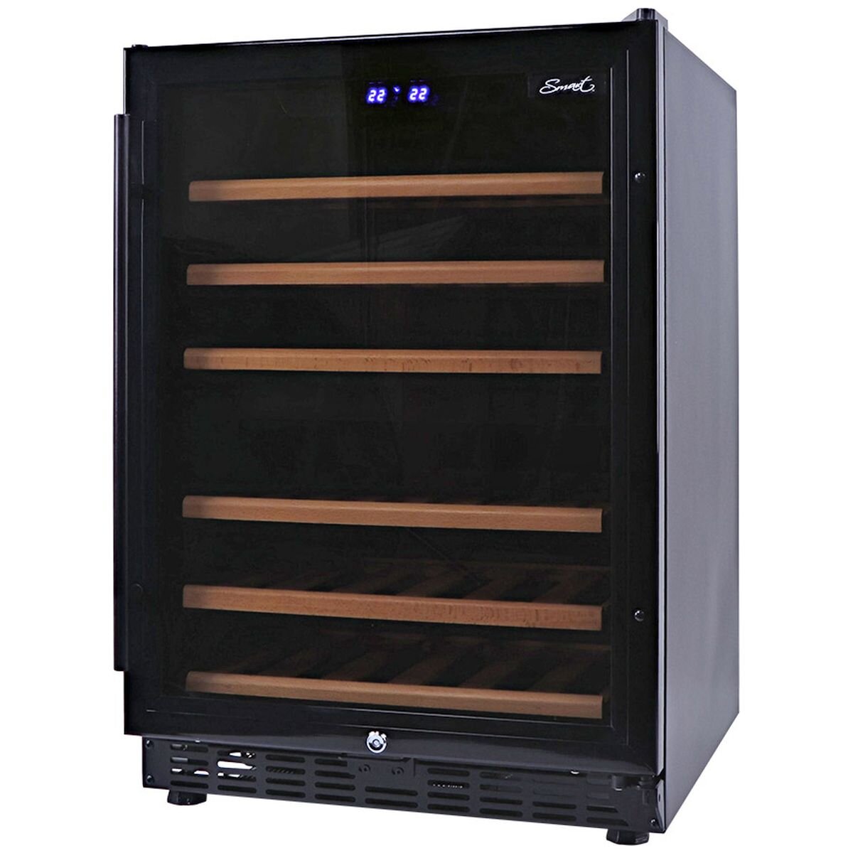 Smart 154L Dual Zone 46 Bottle Underbench Wine Fridge - Black, Active Carbon Filter - SMAWC54DN