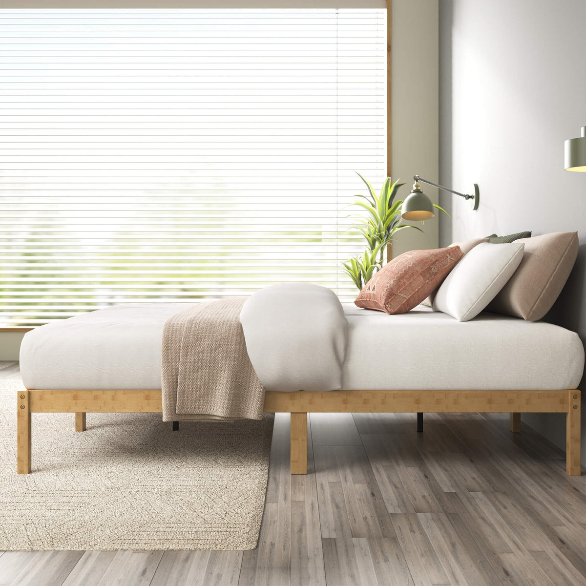 Zinus Double Bamboo Bed Base - Bamboo Frame and Legs, No Box Spring Needed, 250kg - AU-FBMMB2ZC-12D