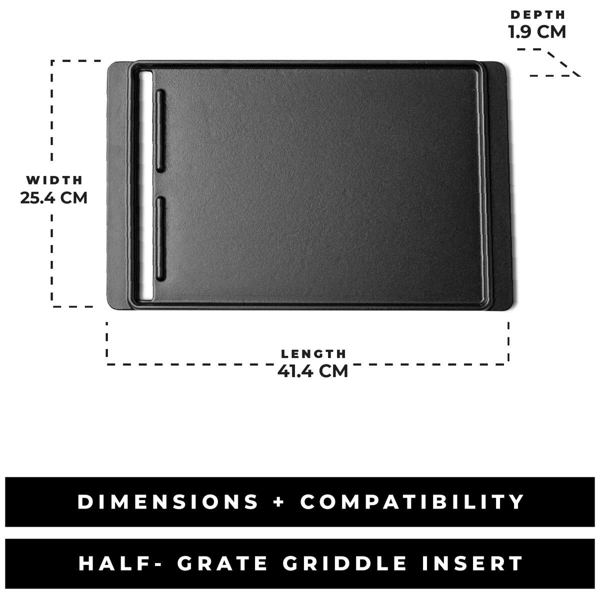 Masterbuilt half-grate griddle insert - reversible cast iron, flat and ridged sides, black - MB20183725