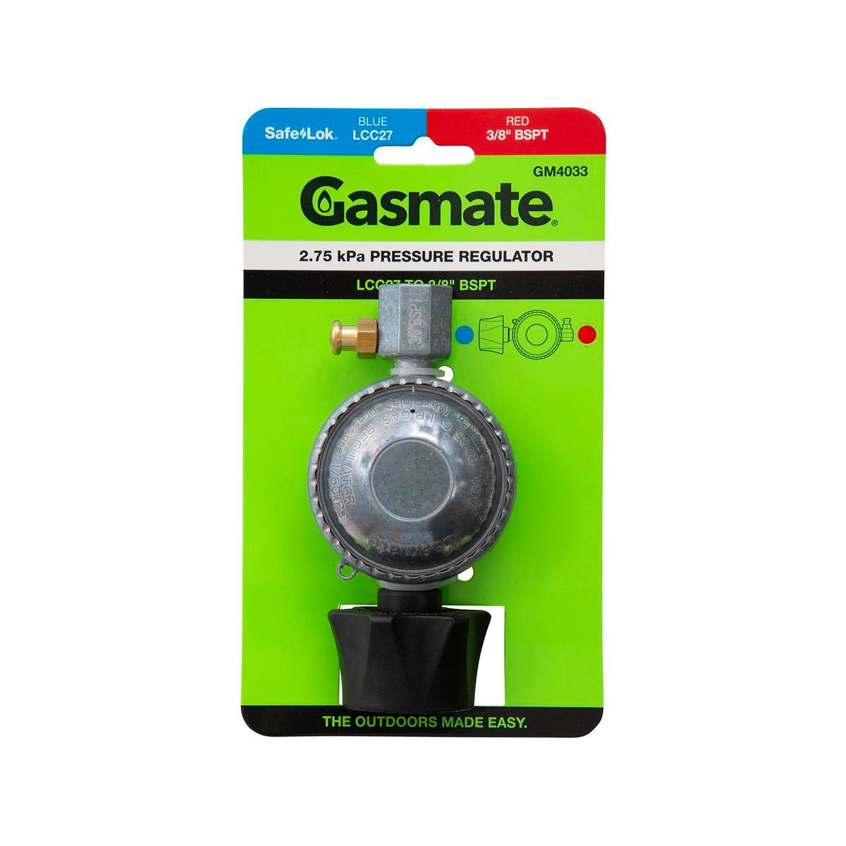 Gasmate 2.75kPa Pressure Regulator LCC27 to 3/8" BSPT - Durable Gas Control - SuperSaverAU - view 1