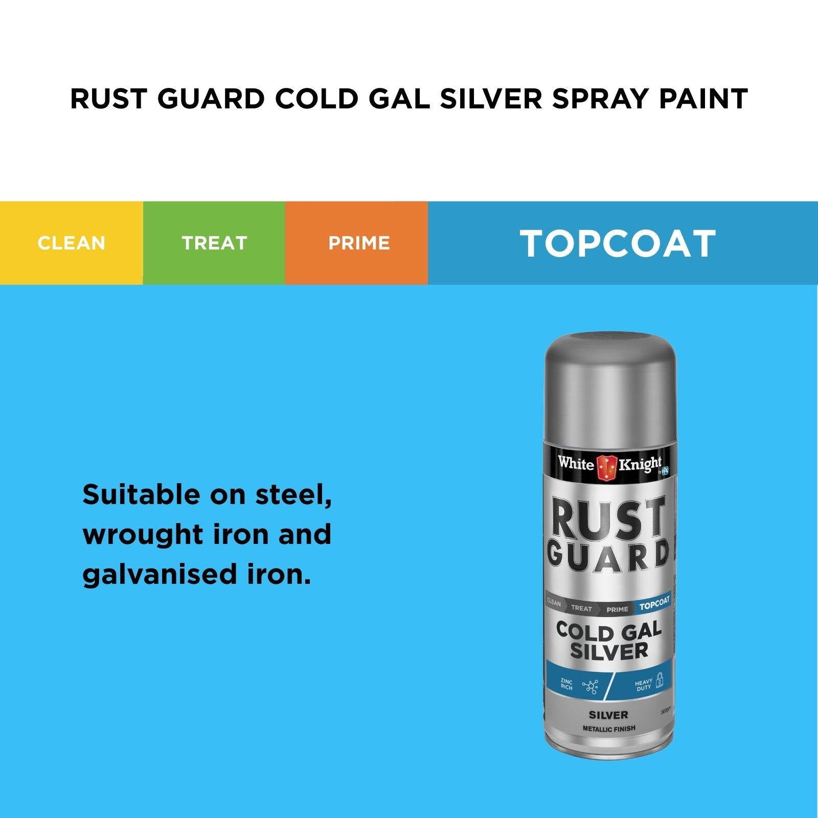 White Knight Rust Guard 300g Cold Gal Silver Spray Paint