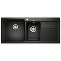 Blanco Naya 8S 1 and 3/4 bowl inset sink - black Silgranit, right hand drainer, overflow - NAYA8SBK5