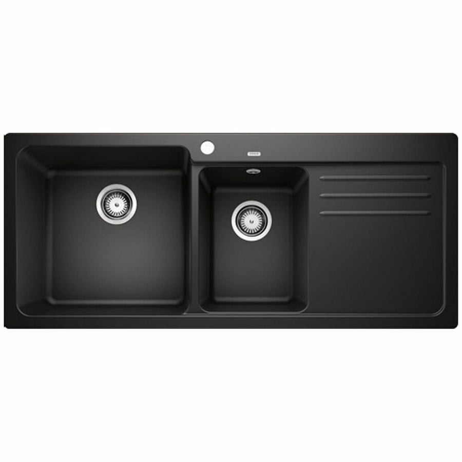 Blanco Naya 8S 1 and 3/4 bowl inset sink - black Silgranit, right hand drainer, overflow - NAYA8SBK5