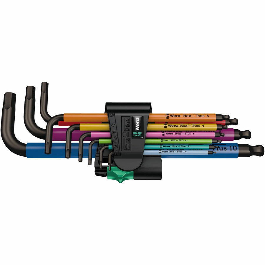 Wera Multicolour Hex Plus Ball End L-Key Clip Set - 9 Pieces - 1.5mm to 10mm - Durable - SuperSaverAU - view 1