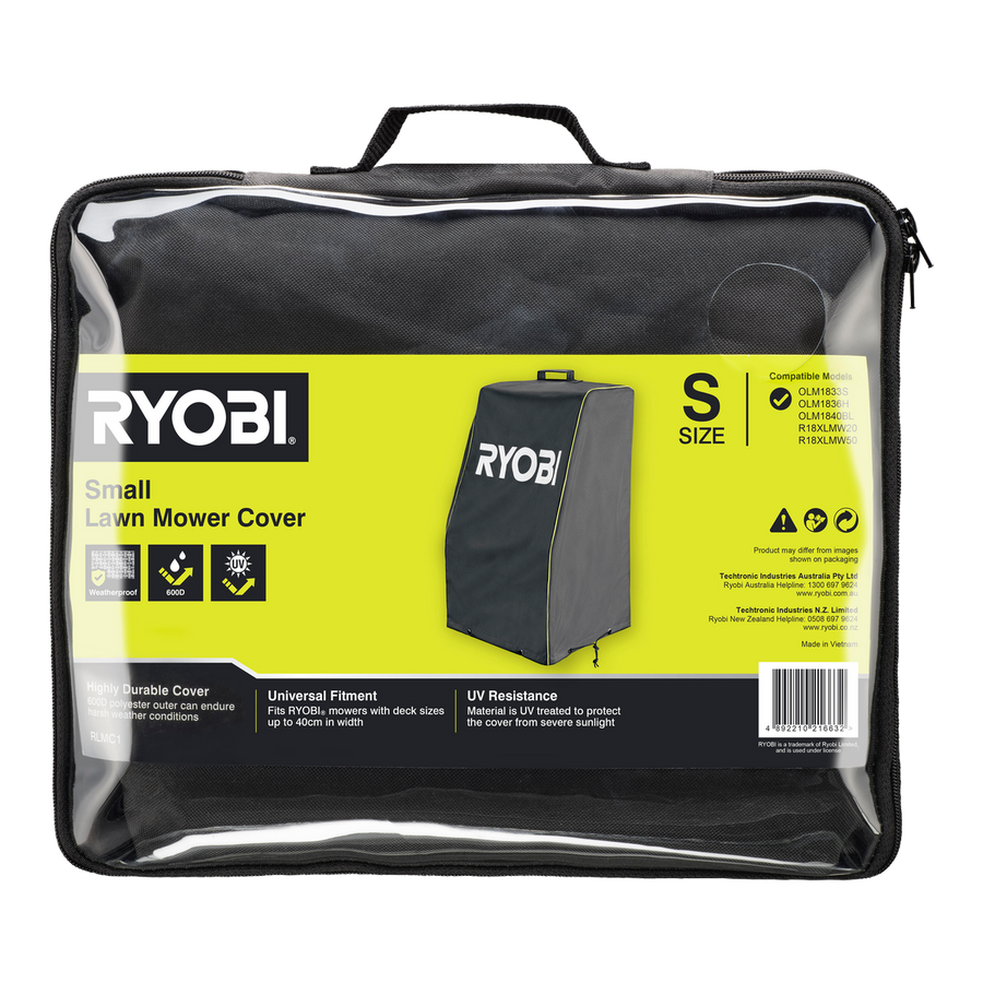 Ryobi Small Lawn Mower Cover - 600D Polyester - Fits 40cm Decks - Water Resistant - SuperSaverAU - view 1