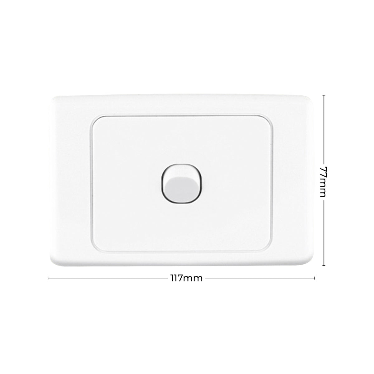 DETA 1 Gang Single Light Switch - White Polycarbonate Horizontal 240V