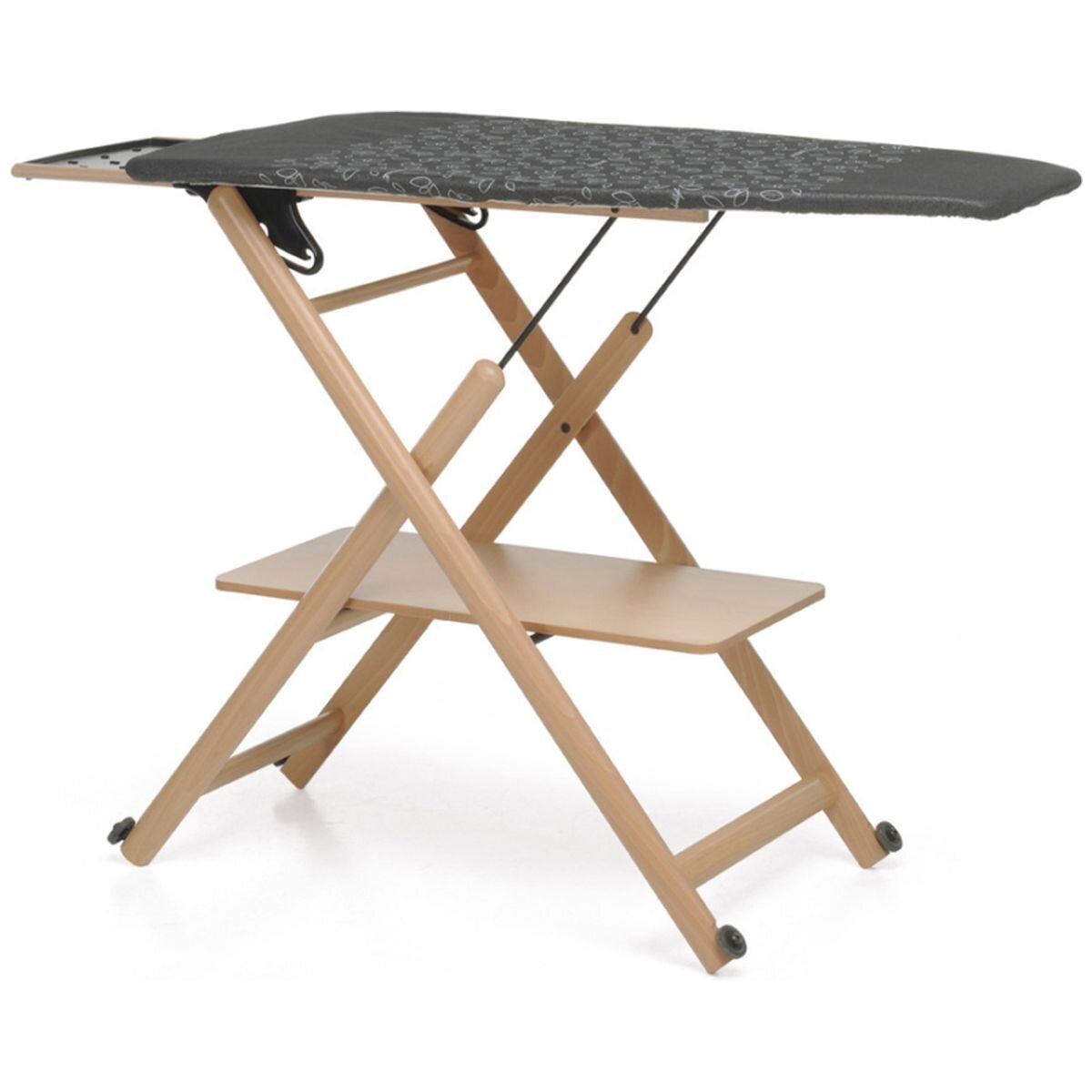 Foppapedretti Assai 4.0 ironing board - natural beechwood, adjustable, lower shelf, folds flat - F9900310703