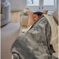 HoMedics Heated Throw Blanket 130x180cm - Cord Remote Control, Soft-Touch Fabric, Grey - HTB-1000GY-AU