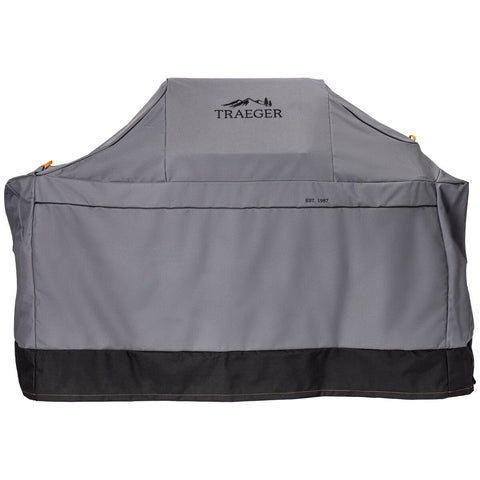 Traeger Ironwood XL Full Length BBQ Cover - All-Weather, Zippered Panel, Grey - BAC691