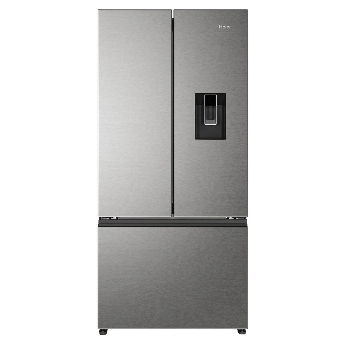 Haier 509L French Door Fridge - Satina Silver - Non-Plumbed Water Dispenser - 5 Star Energy - HRF510FHS