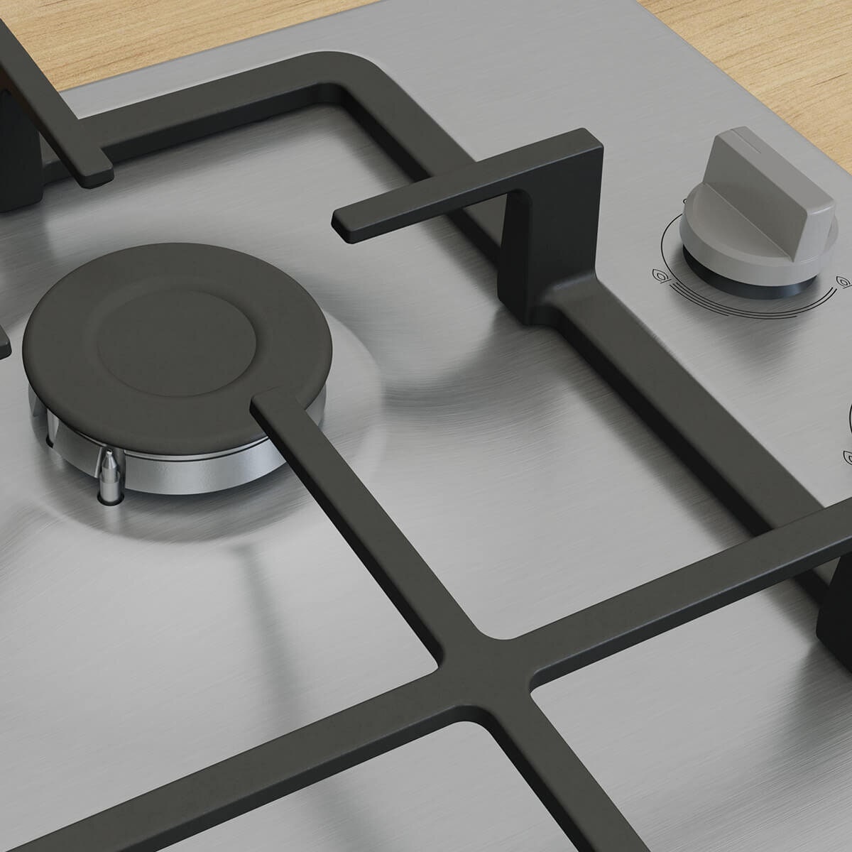 Bosch 60cm Series 2 Stainless Steel Gas Cooktop - Wok Burner, Flame Failure Protection - PBH6B5K90A