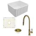 Turner Hastings Novi 50 Butler Sink Pack - Brushed Brass Ludlow Pull Out Mixer Tap - PKG031