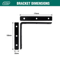 Carinya 175 x 150mm Black Heavy-Duty Powder Coated Steel Angle Bracket, 100kg