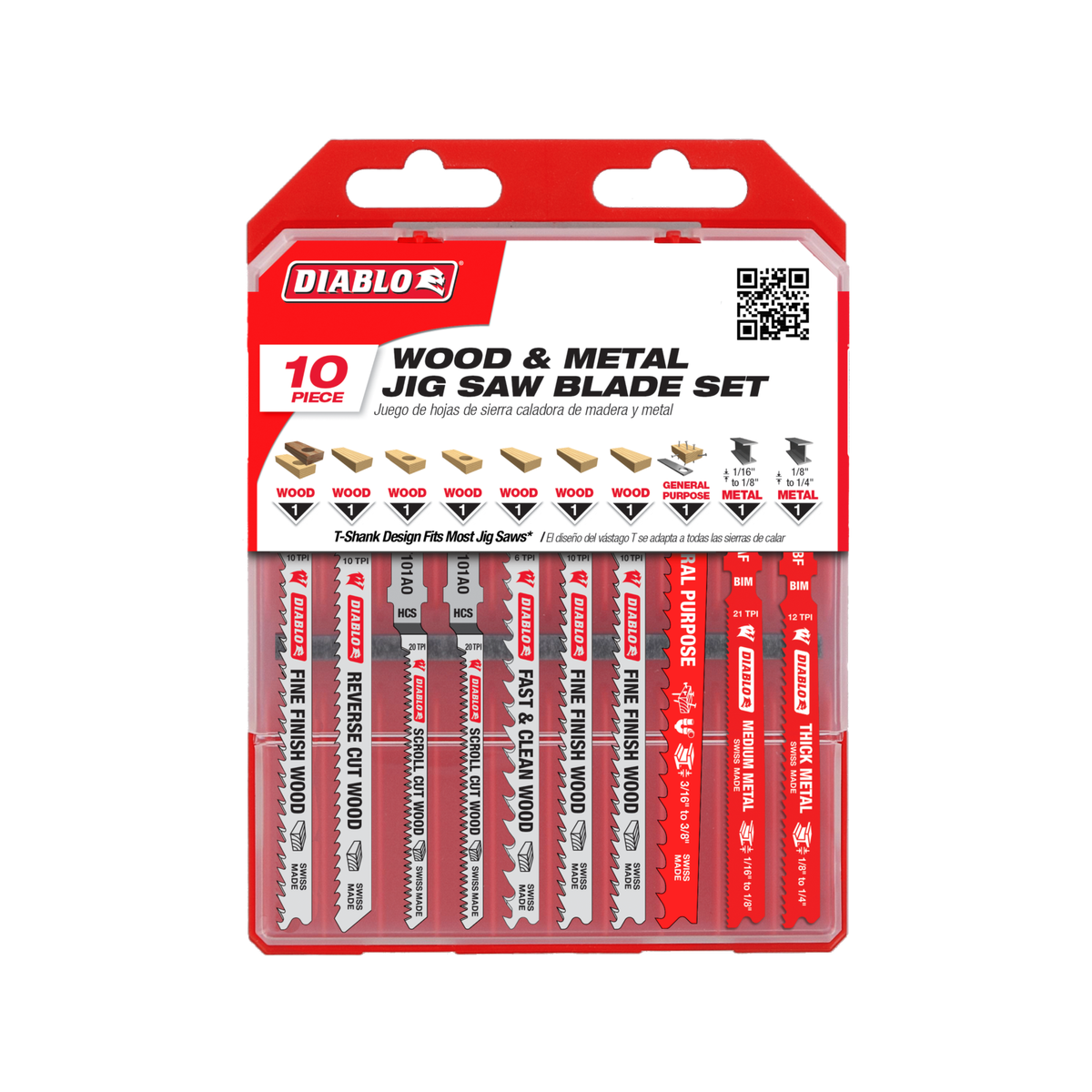 Diablo 10 Piece Jig Saw Blade Set - Wood Metal Cutting - 124mm x 11mm x 168mm - SuperSaverAU - view 1