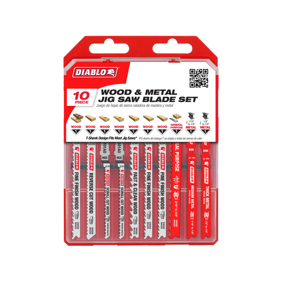 Diablo 10 Piece Jig Saw Blade Set - Wood Metal Cutting - 124mm x 11mm x 168mm - SuperSaverAU - view 1