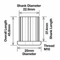 Richmond M10 Round Threaded Tube Insert 25mm Zinc Plated 100kg 2 Pack - SuperSaverAU - view 2