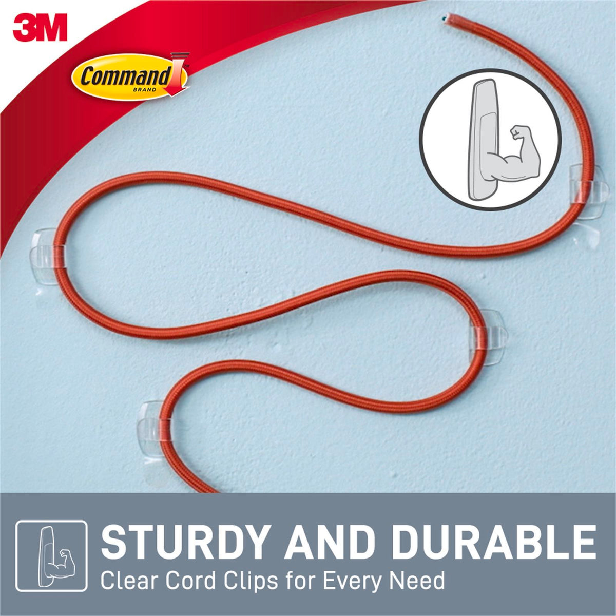 Command Clear Adhesive Round Cord Clips - 4 Pack, Cable Management