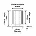 Richmond Round Threaded Insert - 19mm x M8 - Zinc Plated - 2 Pack - SuperSaverAU - view 2
