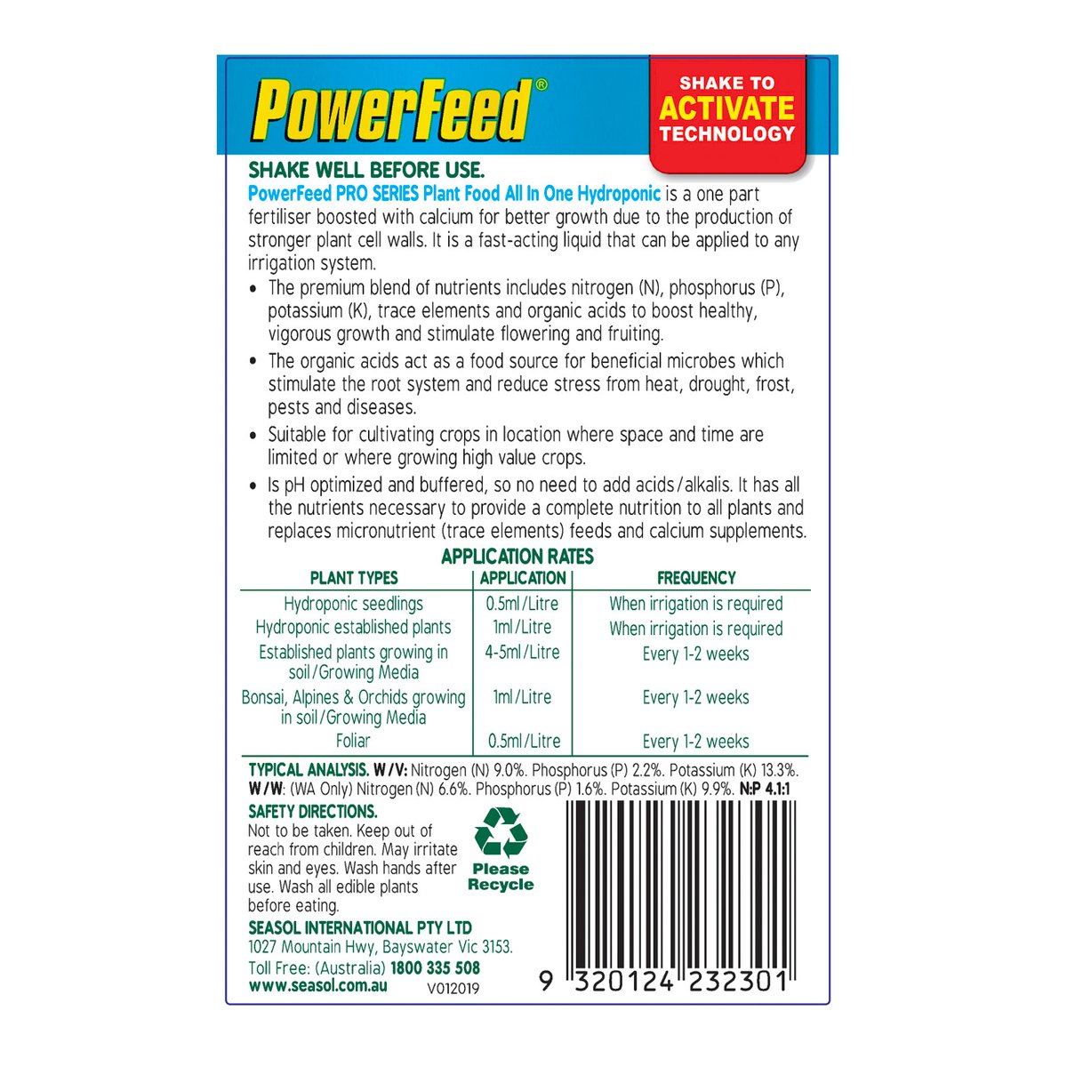 Powerfeed Pro Series All in One Hydroponic Fertiliser 500ml Liquid - SuperSaverAU - view 2