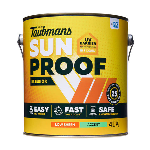 Taubmans 4L Accent Sheen Low Sunproof Exterior Paint - 4L - UV Protection, Self-Priming