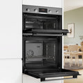 Bosch Series 4 built-in double oven - 105L usable, 3D hot air, EcoClean Direct, stainless steel - MBA534BS3A