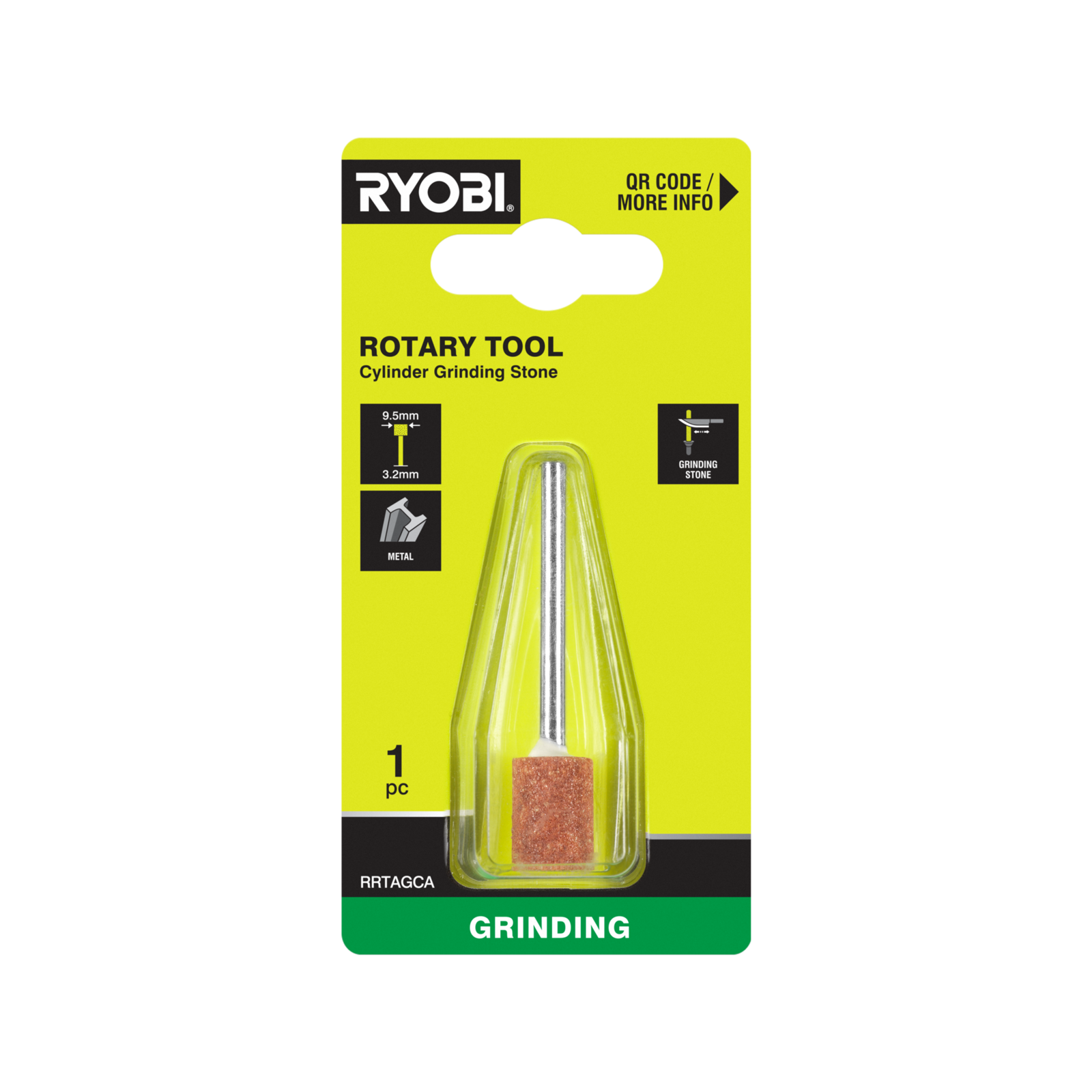 Ryobi 9.5mm Rotary Cylinder Grinding Stone for Sharpening and Deburring