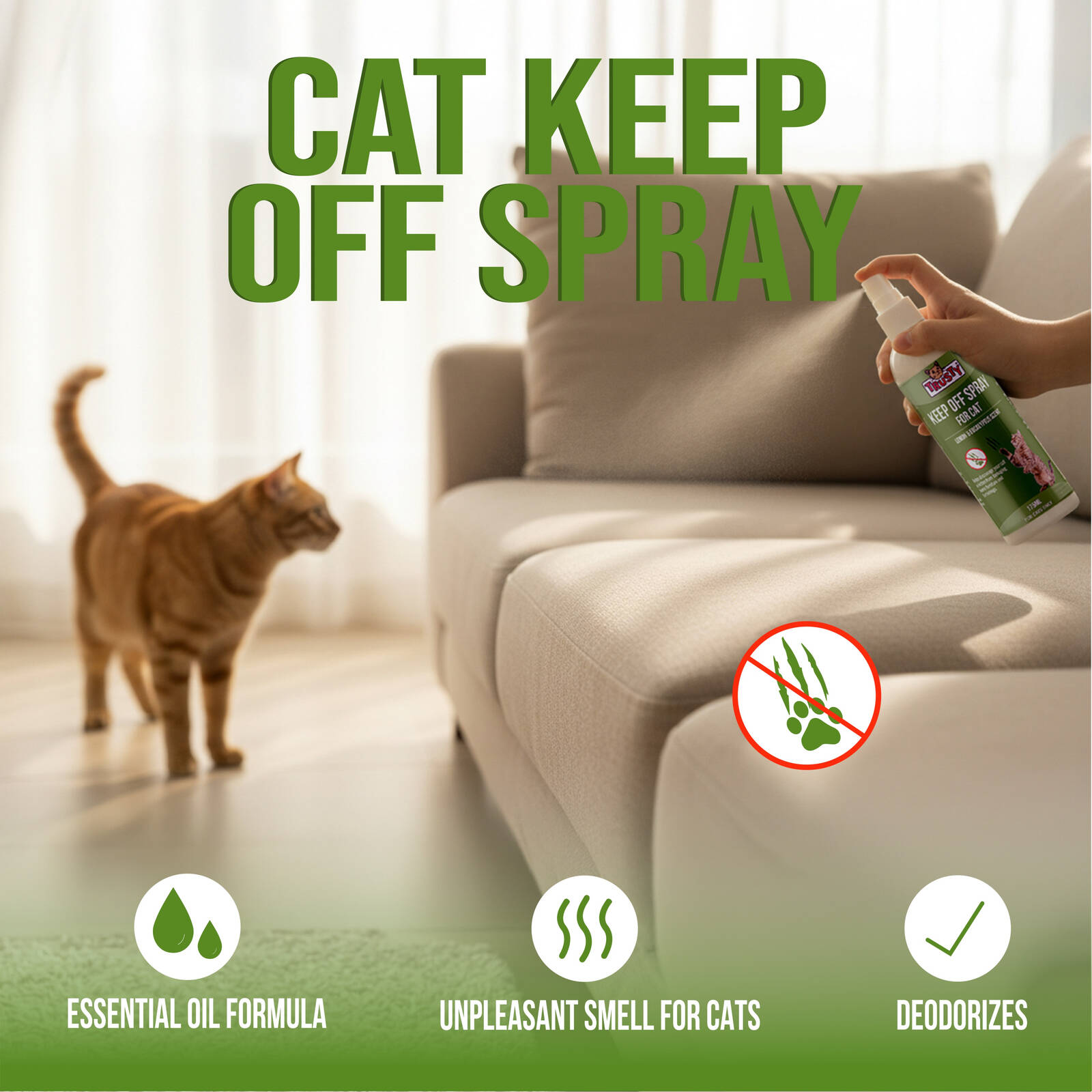 Trusty 175ml Keep Off Cat Deterrent Spray, Indoor