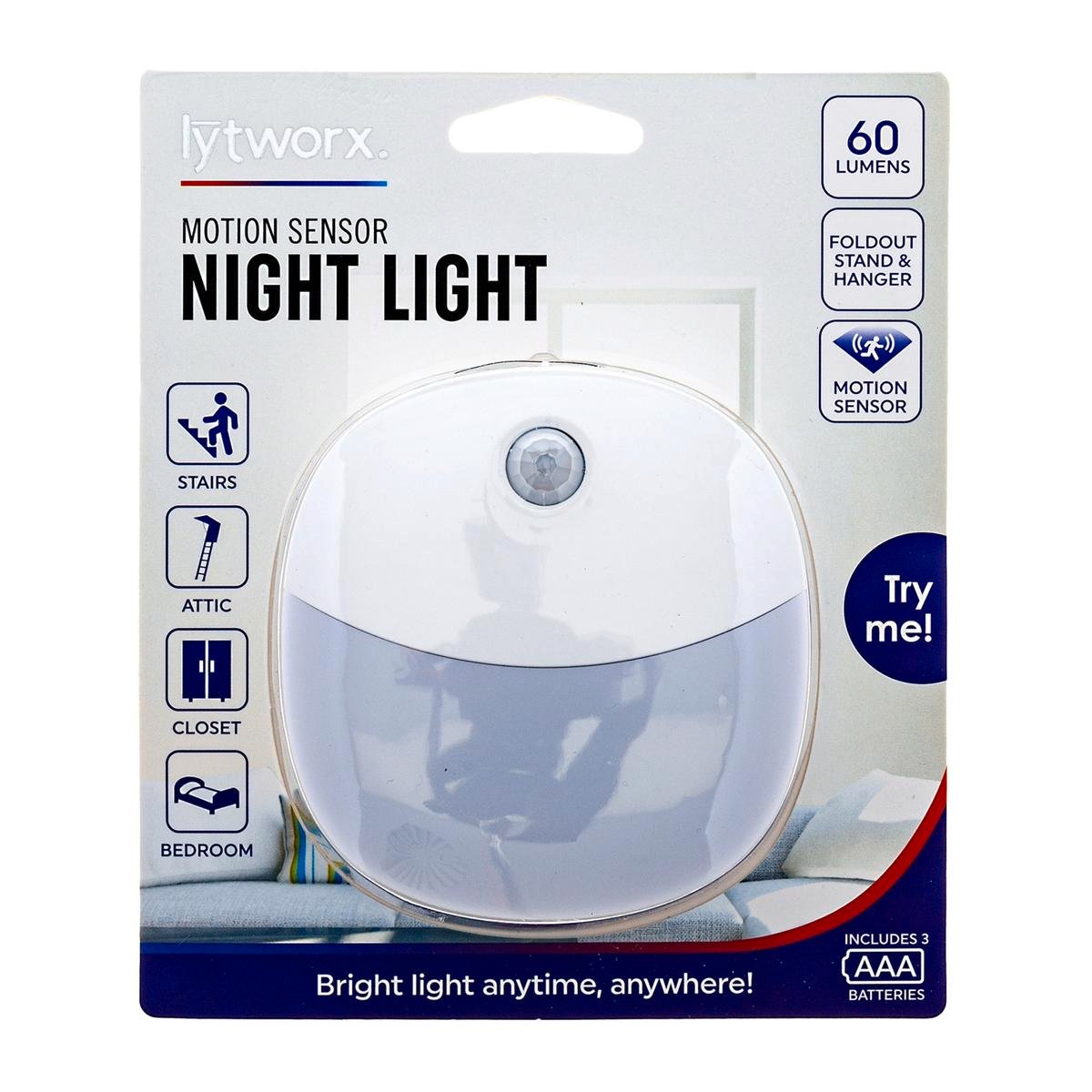 Lytworx Motion Sensor Light - 91mm x 86mm x 27mm - Battery Powered - Easy Mount