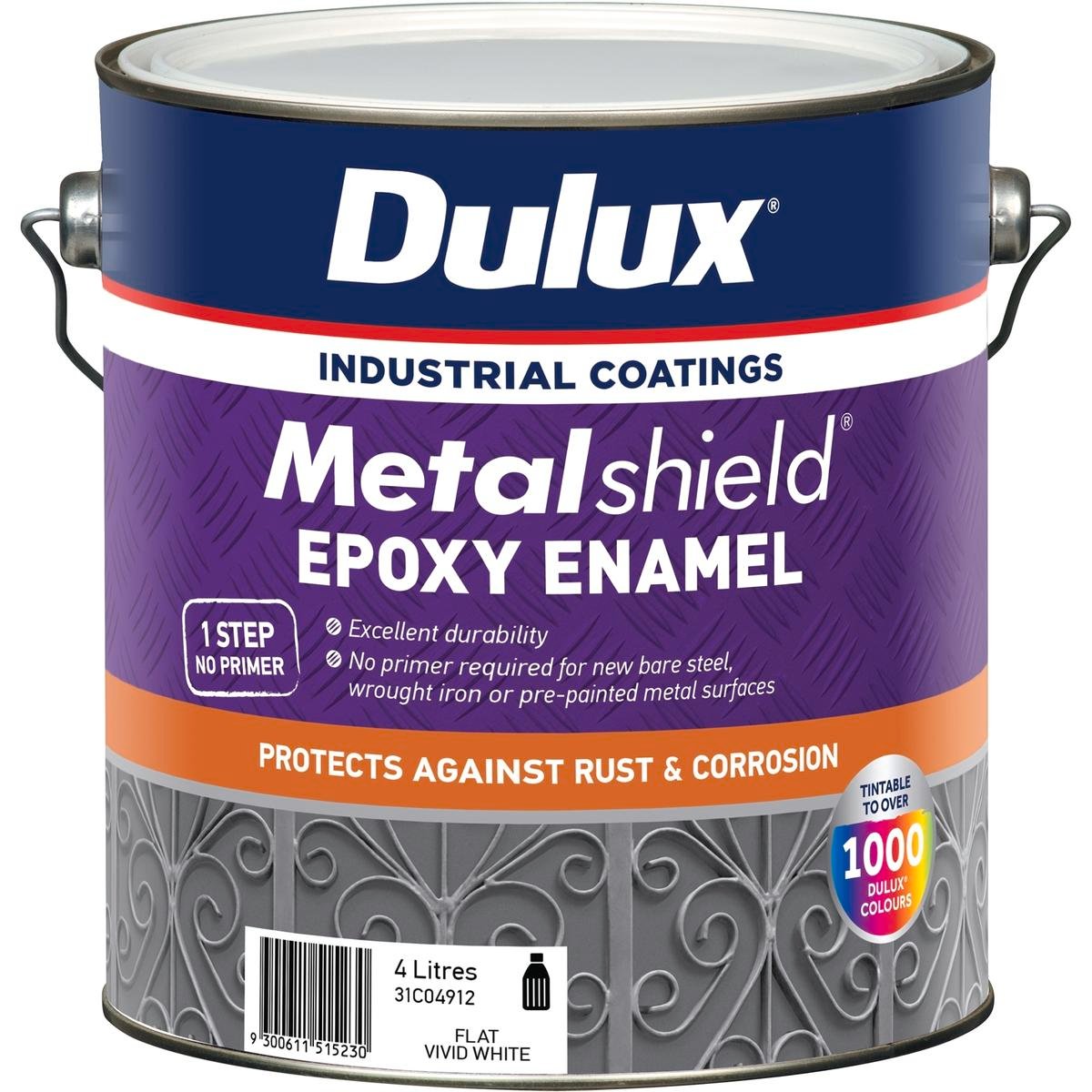Dulux Metalshield Epoxy Enamel 4L Flat White Rust Protection Paint - SuperSaverAU - view 1