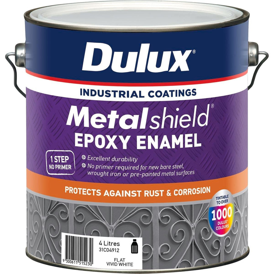 Dulux Metalshield Epoxy Enamel 4L Flat White Rust Protection Paint - SuperSaverAU - view 1