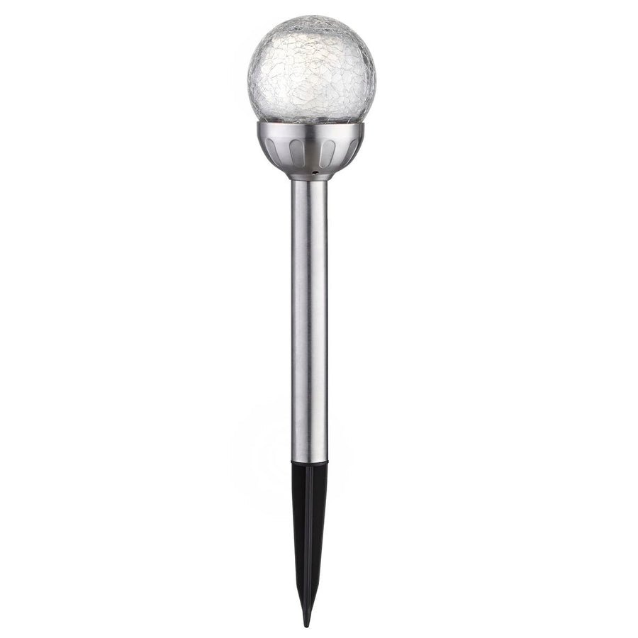 Solar Magic 8cm Crackle Ball Path Light Glass Stainless Steel Outdoor - SuperSaverAU - view 1