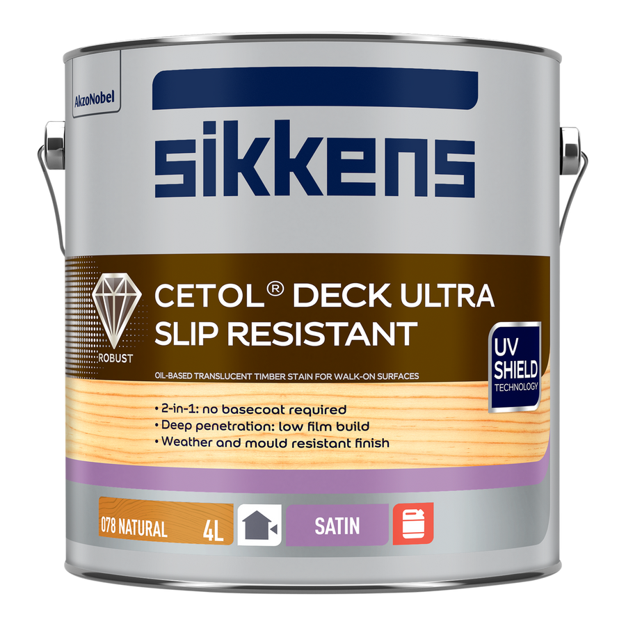 Sikkens Natural Cetol Deck Ultra Slip Resistant 4L - 210mm x 190mm - Satin Finish - SuperSaverAU - view 1