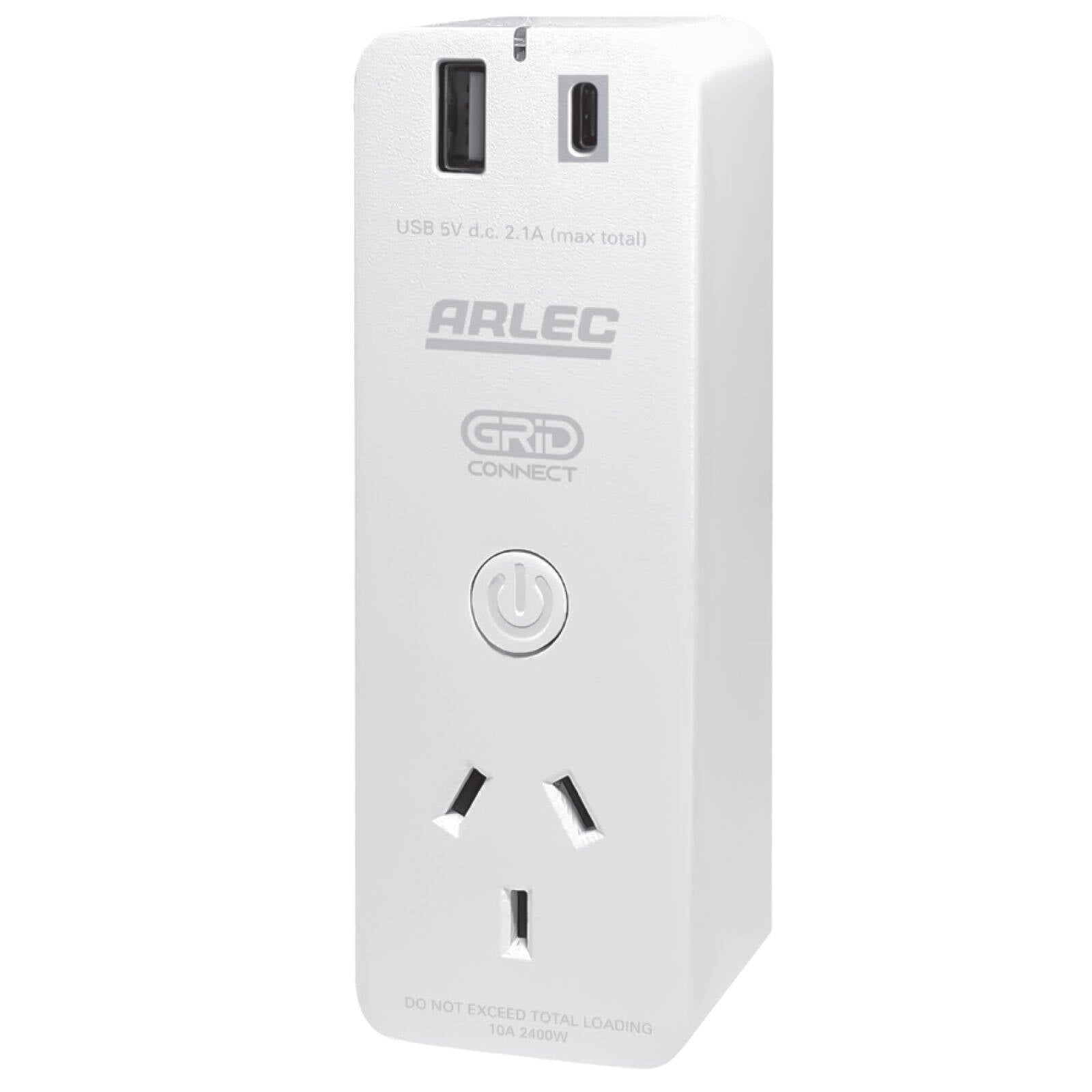 Arlec Grid Connect White Smart Plug In Socket with USB