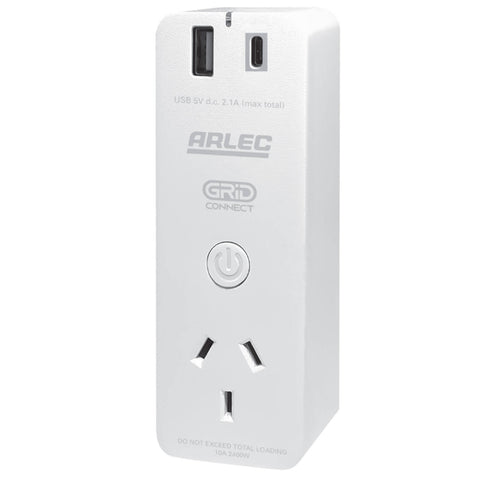 Arlec Grid Connect White Smart Plug In Socket with USB