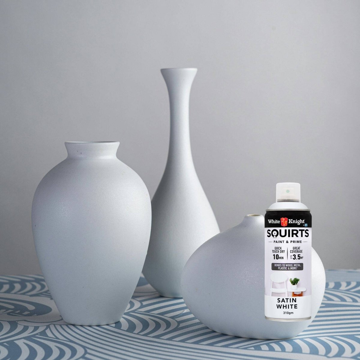 White Knight Squirts 310g White Satin Spray Paint - Quick Dry - Durable Finish - SuperSaverAU - view 4