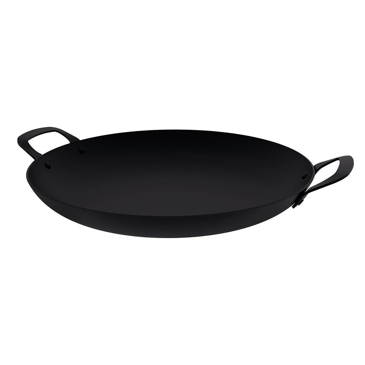 Tramontina Churrasco 40cm Round BBQ Griddle Pan - Black Nitrocarburized Carbon Steel - 20845040