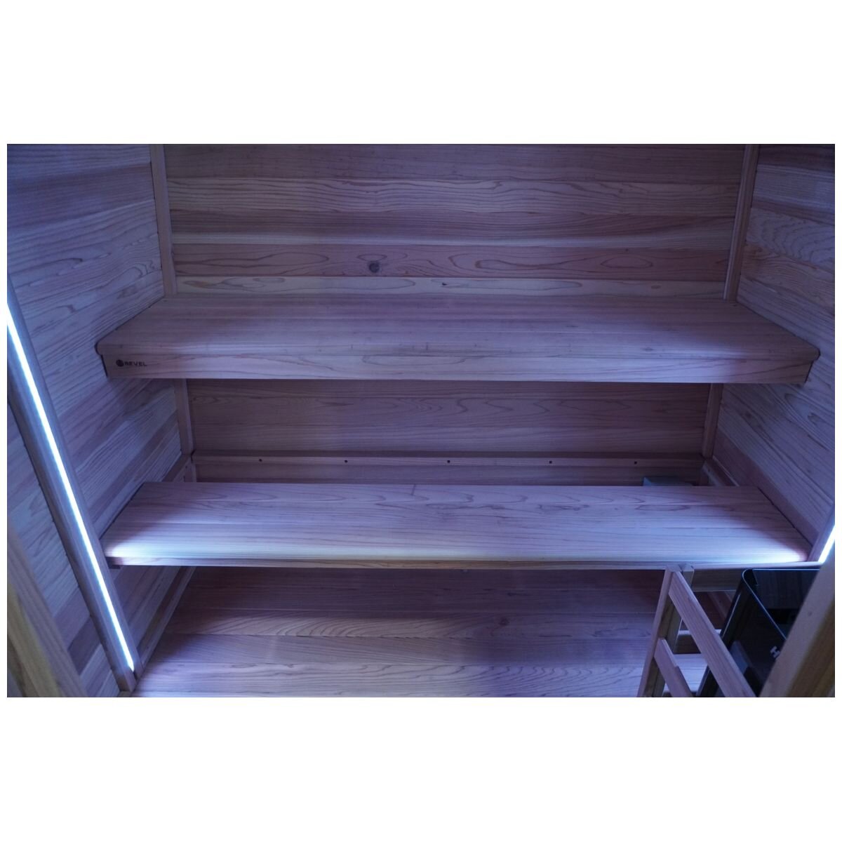 Revel Solaris 3-4 Person Traditional Sauna Cabin - Harvia Heater, Tempered Glass Door - R-TR-CABIN-3P
