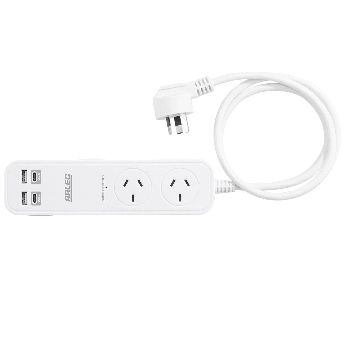 Arlec 2 Outlet Portable Powerboard - PD30W Rapid Charging USB - 55mm x 30mm x 205mm - White - SuperSaverAU - view 2